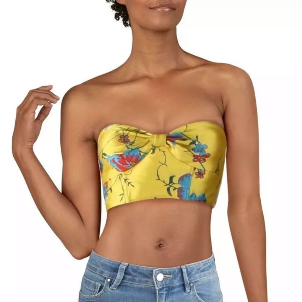 LPA Floral Print Cropped Bandeau Bra-Top Size XS